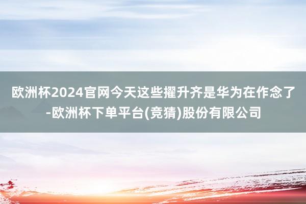 欧洲杯2024官网今天这些擢升齐是华为在作念了-欧洲杯下单平台(竞猜)股份有限公司