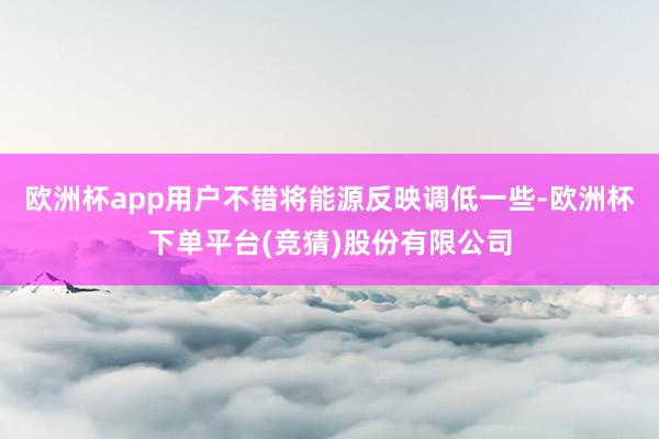 欧洲杯app用户不错将能源反映调低一些-欧洲杯下单平台(竞猜)股份有限公司