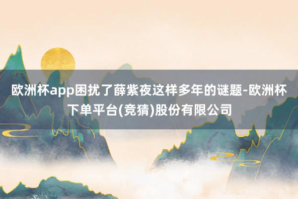 欧洲杯app困扰了薛紫夜这样多年的谜题-欧洲杯下单平台(竞猜)股份有限公司