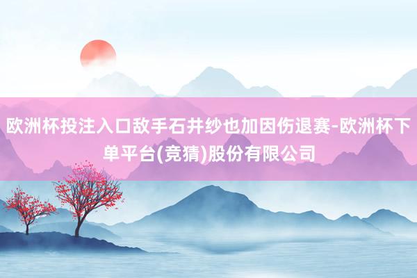欧洲杯投注入口敌手石井纱也加因伤退赛-欧洲杯下单平台(竞猜)股份有限公司