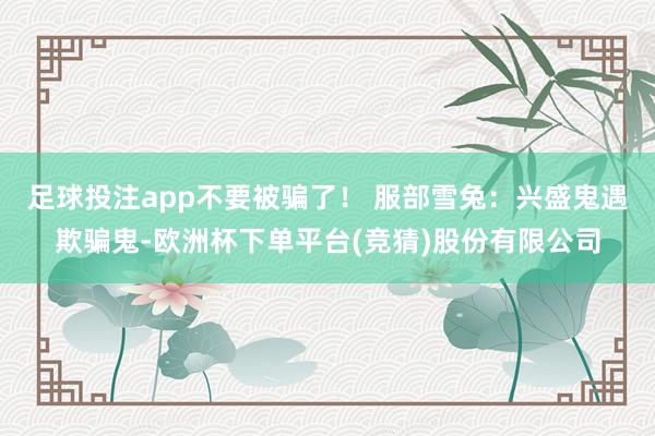 足球投注app不要被骗了！ 服部雪兔：兴盛鬼遇欺骗鬼-欧洲杯下单平台(竞猜)股份有限公司