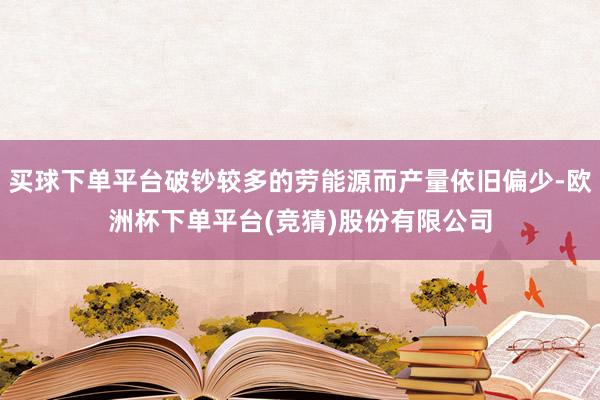 买球下单平台破钞较多的劳能源而产量依旧偏少-欧洲杯下单平台(竞猜)股份有限公司