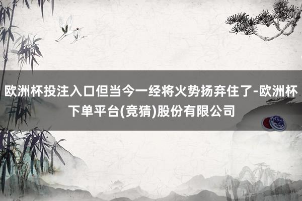 欧洲杯投注入口但当今一经将火势扬弃住了-欧洲杯下单平台(竞猜)股份有限公司
