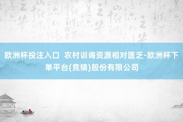 欧洲杯投注入口  农村训诲资源相对匮乏-欧洲杯下单平台(竞猜)股份有限公司
