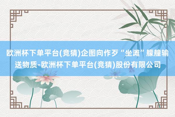 欧洲杯下单平台(竞猜)企图向作歹“坐滩”艨艟输送物质-欧洲杯下单平台(竞猜)股份有限公司