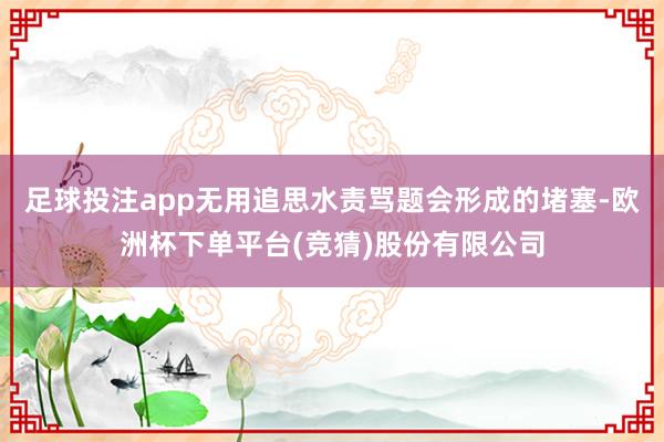 足球投注app无用追思水责骂题会形成的堵塞-欧洲杯下单平台(竞猜)股份有限公司