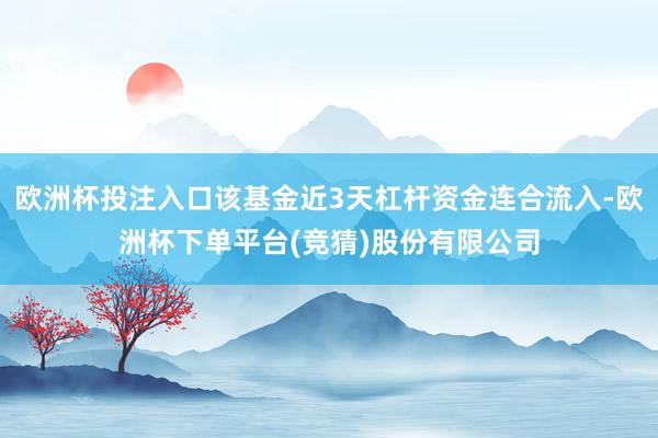 欧洲杯投注入口该基金近3天杠杆资金连合流入-欧洲杯下单平台(竞猜)股份有限公司