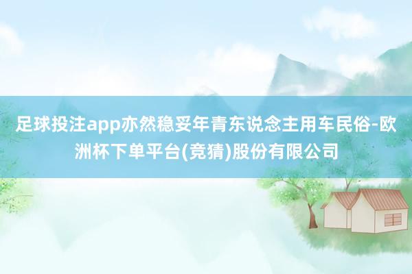 足球投注app亦然稳妥年青东说念主用车民俗-欧洲杯下单平台(竞猜)股份有限公司