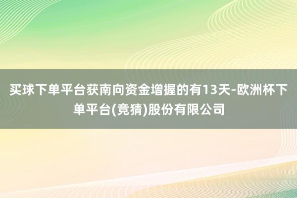 买球下单平台获南向资金增握的有13天-欧洲杯下单平台(竞猜)股份有限公司
