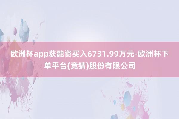 欧洲杯app获融资买入6731.99万元-欧洲杯下单平台(竞猜)股份有限公司