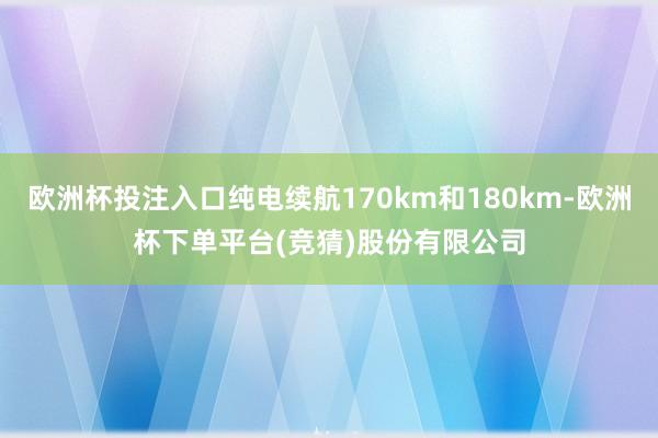欧洲杯投注入口纯电续航170km和180km-欧洲杯下单平台(竞猜)股份有限公司