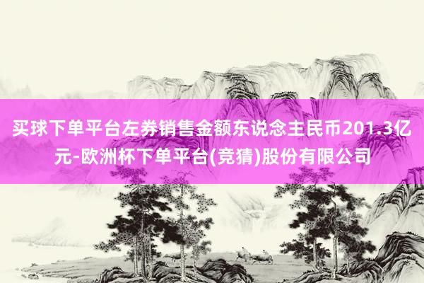 买球下单平台左券销售金额东说念主民币201.3亿元-欧洲杯下单平台(竞猜)股份有限公司