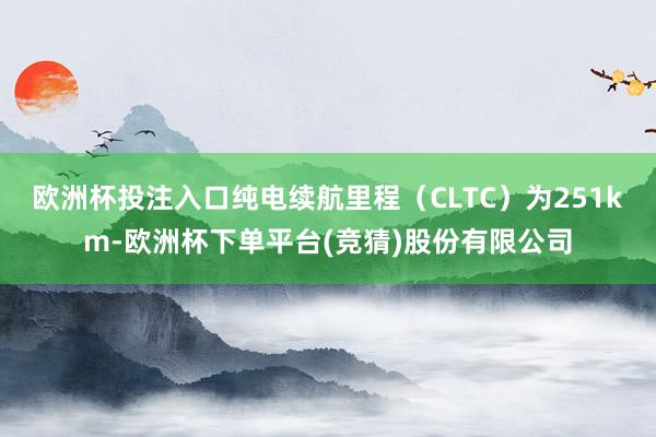 欧洲杯投注入口纯电续航里程（CLTC）为251km-欧洲杯下单平台(竞猜)股份有限公司