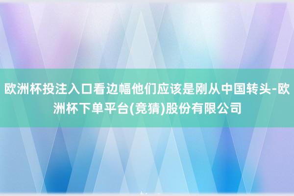 欧洲杯投注入口看边幅他们应该是刚从中国转头-欧洲杯下单平台(竞猜)股份有限公司