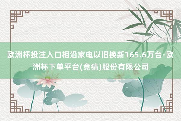 欧洲杯投注入口相沿家电以旧换新165.6万台-欧洲杯下单平台(竞猜)股份有限公司