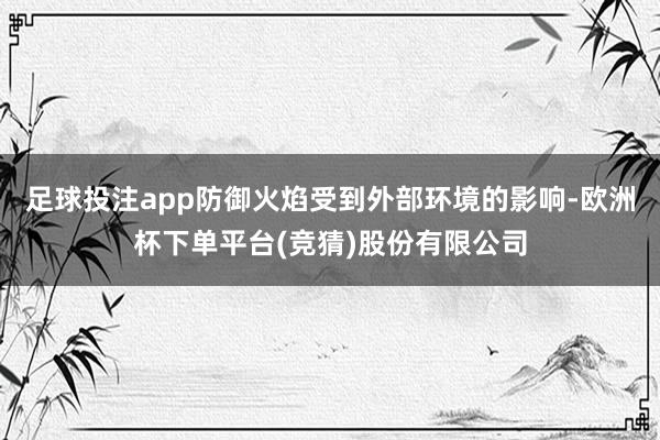 足球投注app防御火焰受到外部环境的影响-欧洲杯下单平台(竞猜)股份有限公司