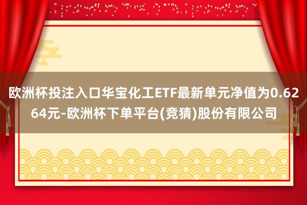 欧洲杯投注入口华宝化工ETF最新单元净值为0.6264元-欧洲杯下单平台(竞猜)股份有限公司