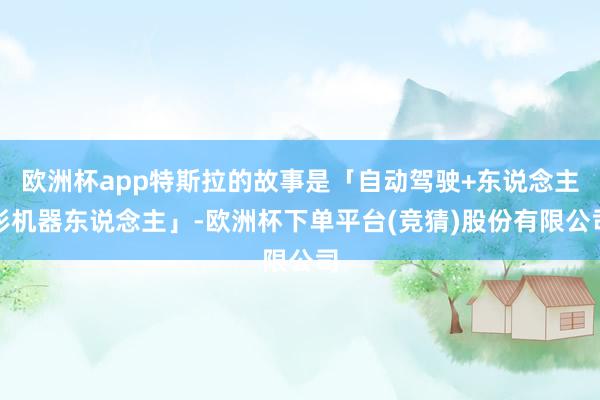 欧洲杯app特斯拉的故事是「自动驾驶+东说念主形机器东说念主」-欧洲杯下单平台(竞猜)股份有限公司