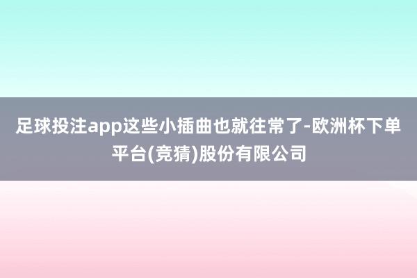 足球投注app这些小插曲也就往常了-欧洲杯下单平台(竞猜)股份有限公司