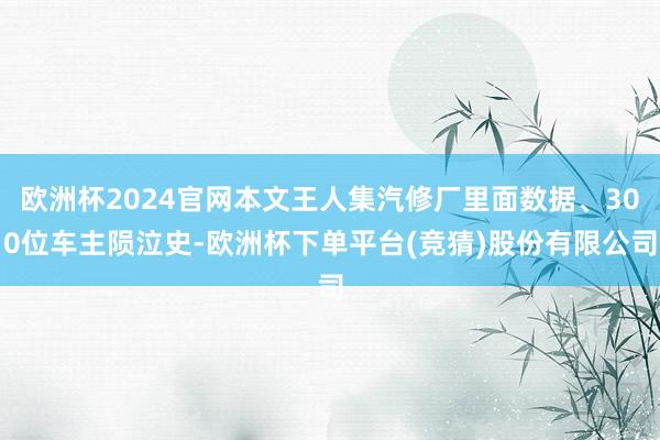 欧洲杯2024官网本文王人集汽修厂里面数据、300位车主陨泣史-欧洲杯下单平台(竞猜)股份有限公司