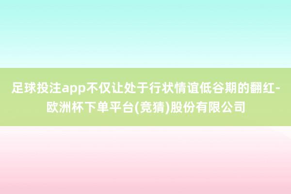 足球投注app不仅让处于行状情谊低谷期的翻红-欧洲杯下单平台(竞猜)股份有限公司