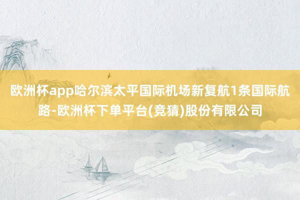 欧洲杯app哈尔滨太平国际机场新复航1条国际航路-欧洲杯下单平台(竞猜)股份有限公司