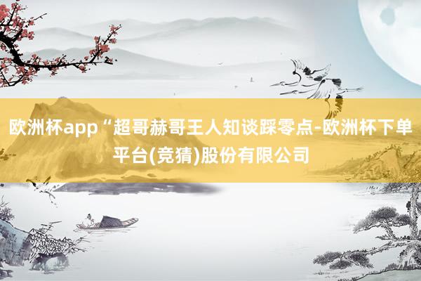 欧洲杯app“超哥赫哥王人知谈踩零点-欧洲杯下单平台(竞猜)股份有限公司