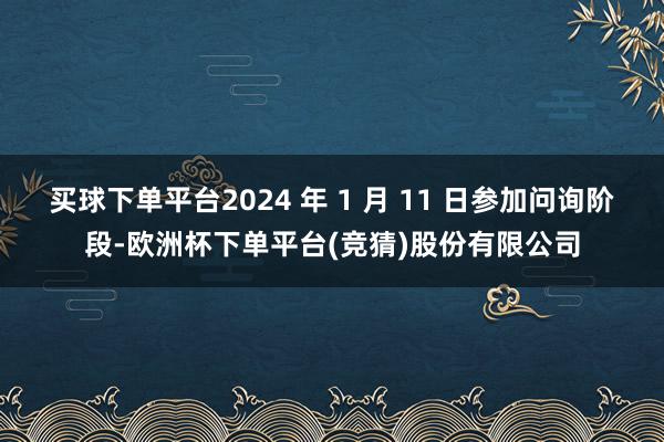 买球下单平台2024 年 1 月 11 日参加问询阶段-欧洲杯下单平台(竞猜)股份有限公司
