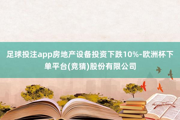 足球投注app房地产设备投资下跌10%-欧洲杯下单平台(竞猜)股份有限公司