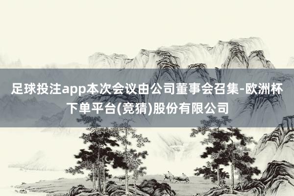 足球投注app本次会议由公司董事会召集-欧洲杯下单平台(竞猜)股份有限公司