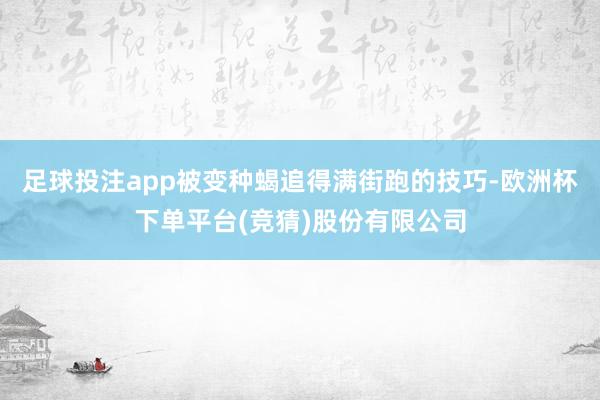 足球投注app被变种蝎追得满街跑的技巧-欧洲杯下单平台(竞猜)股份有限公司