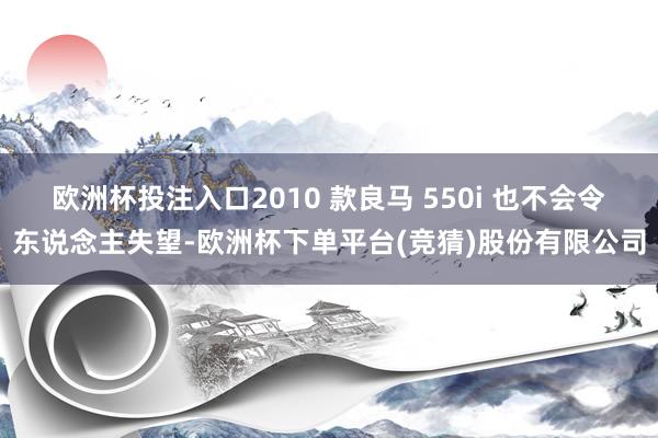 欧洲杯投注入口2010 款良马 550i 也不会令东说念主失望-欧洲杯下单平台(竞猜)股份有限公司