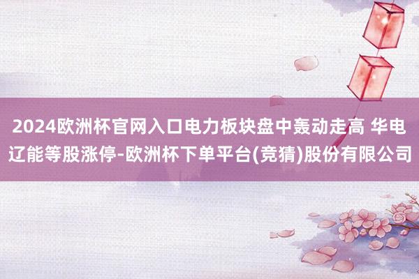 2024欧洲杯官网入口电力板块盘中轰动走高 华电辽能等股涨停-欧洲杯下单平台(竞猜)股份有限公司