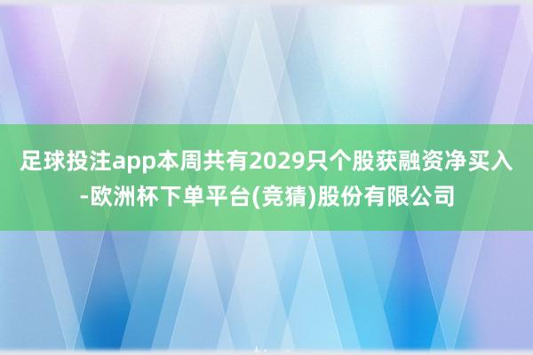 足球投注app本周共有2029只个股获融资净买入-欧洲杯下单平台(竞猜)股份有限公司