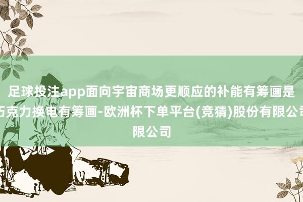 足球投注app面向宇宙商场更顺应的补能有筹画是巧克力换电有筹画-欧洲杯下单平台(竞猜)股份有限公司