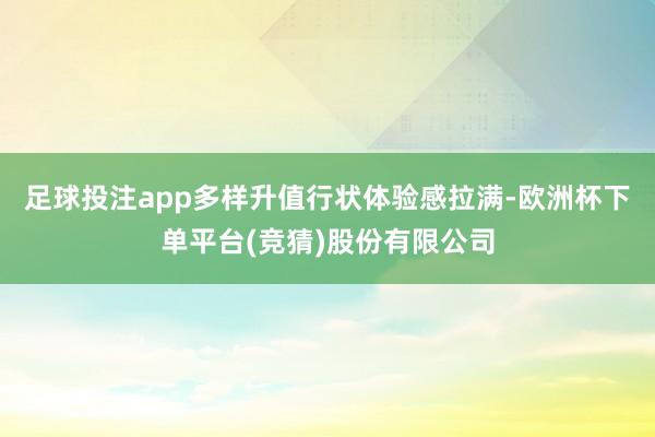 足球投注app多样升值行状体验感拉满-欧洲杯下单平台(竞猜)股份有限公司