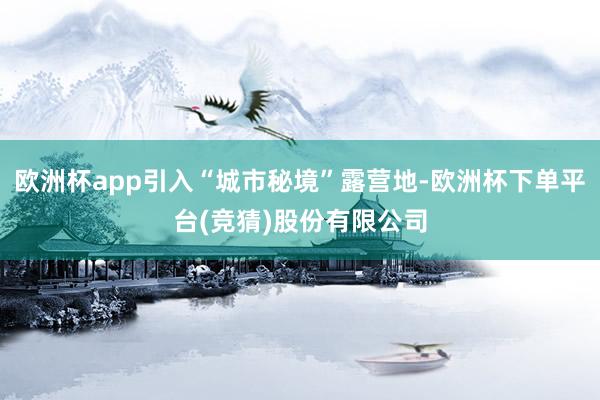 欧洲杯app引入“城市秘境”露营地-欧洲杯下单平台(竞猜)股份有限公司