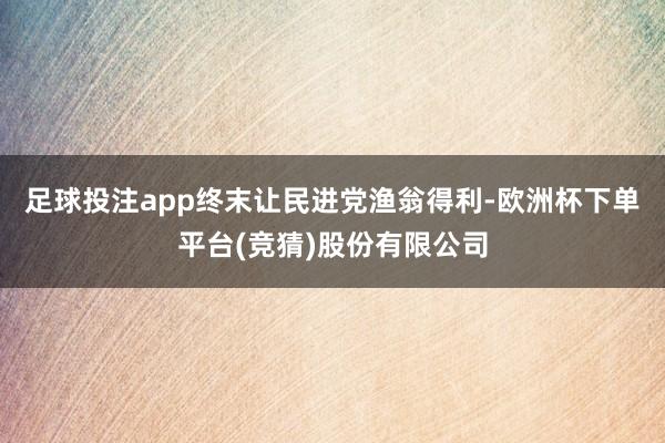 足球投注app终末让民进党渔翁得利-欧洲杯下单平台(竞猜)股份有限公司
