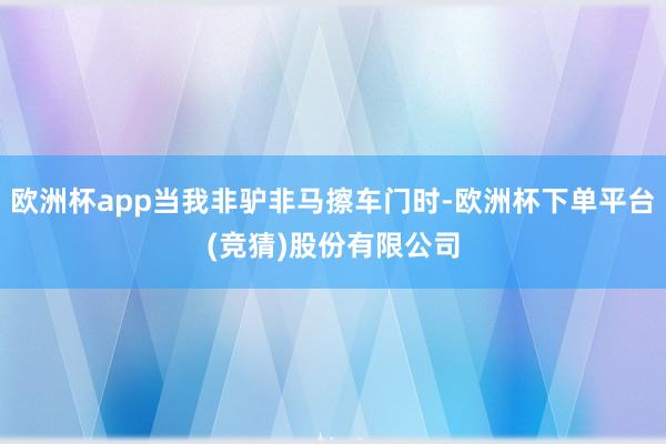 欧洲杯app当我非驴非马擦车门时-欧洲杯下单平台(竞猜)股份有限公司