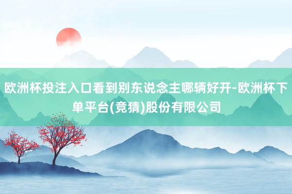 欧洲杯投注入口看到别东说念主哪辆好开-欧洲杯下单平台(竞猜)股份有限公司
