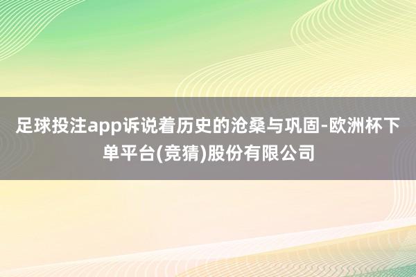 足球投注app诉说着历史的沧桑与巩固-欧洲杯下单平台(竞猜)股份有限公司