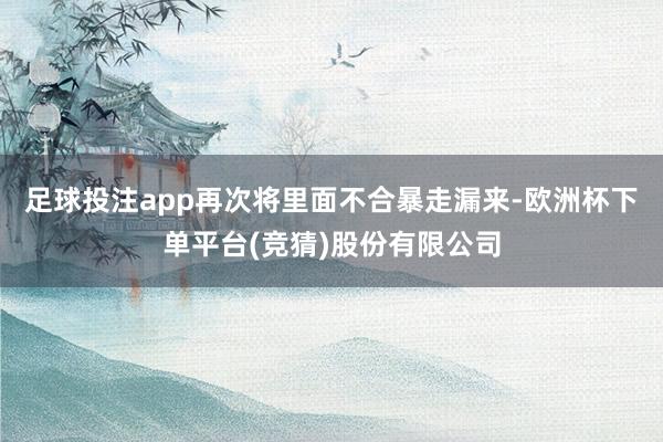足球投注app再次将里面不合暴走漏来-欧洲杯下单平台(竞猜)股份有限公司
