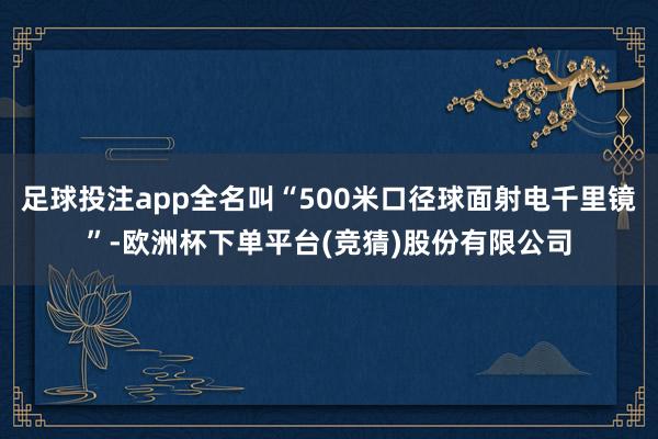 足球投注app全名叫“500米口径球面射电千里镜”-欧洲杯下单平台(竞猜)股份有限公司
