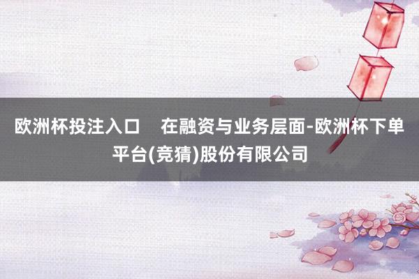 欧洲杯投注入口    在融资与业务层面-欧洲杯下单平台(竞猜)股份有限公司