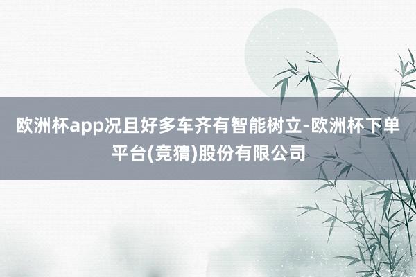 欧洲杯app况且好多车齐有智能树立-欧洲杯下单平台(竞猜)股份有限公司