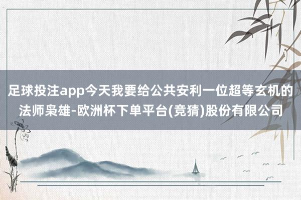 足球投注app今天我要给公共安利一位超等玄机的法师枭雄-欧洲杯下单平台(竞猜)股份有限公司