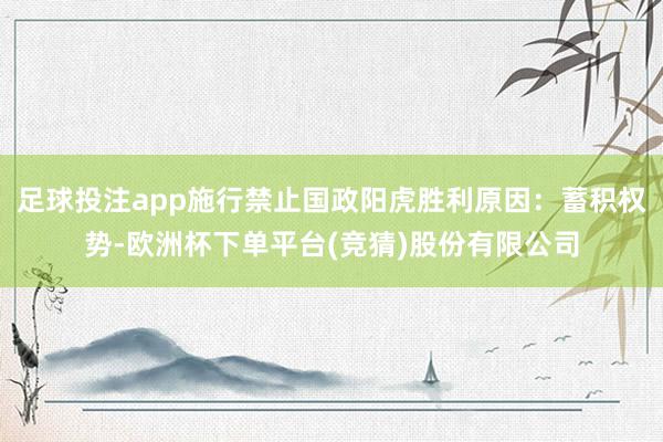 足球投注app施行禁止国政阳虎胜利原因：蓄积权势-欧洲杯下单平台(竞猜)股份有限公司