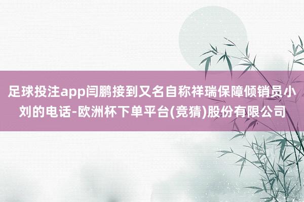 足球投注app闫鹏接到又名自称祥瑞保障倾销员小刘的电话-欧洲杯下单平台(竞猜)股份有限公司