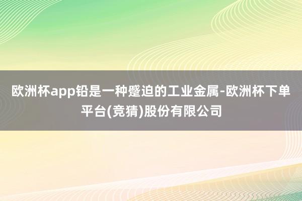欧洲杯app铅是一种蹙迫的工业金属-欧洲杯下单平台(竞猜)股份有限公司