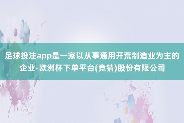足球投注app是一家以从事通用开荒制造业为主的企业-欧洲杯下单平台(竞猜)股份有限公司
